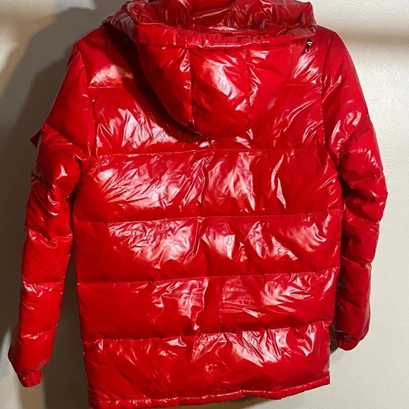 COPY Moncler  Shiny Red Puffer Jacket - Picture 3 of 5